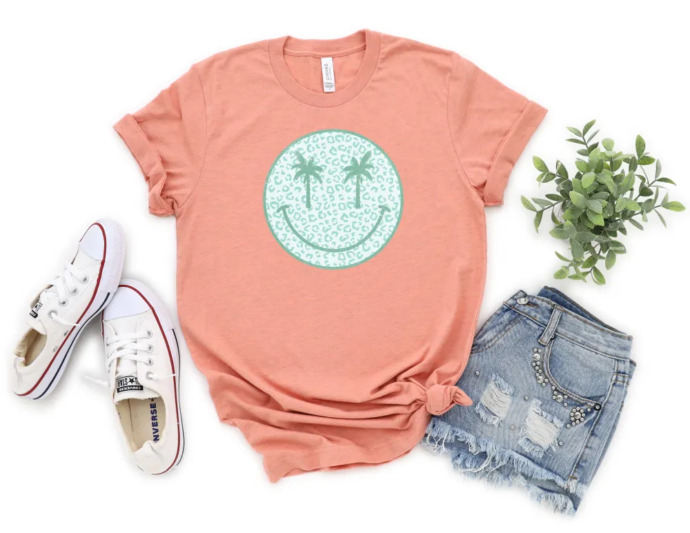 Palm Tree Smiley Graphic Everyday Tee