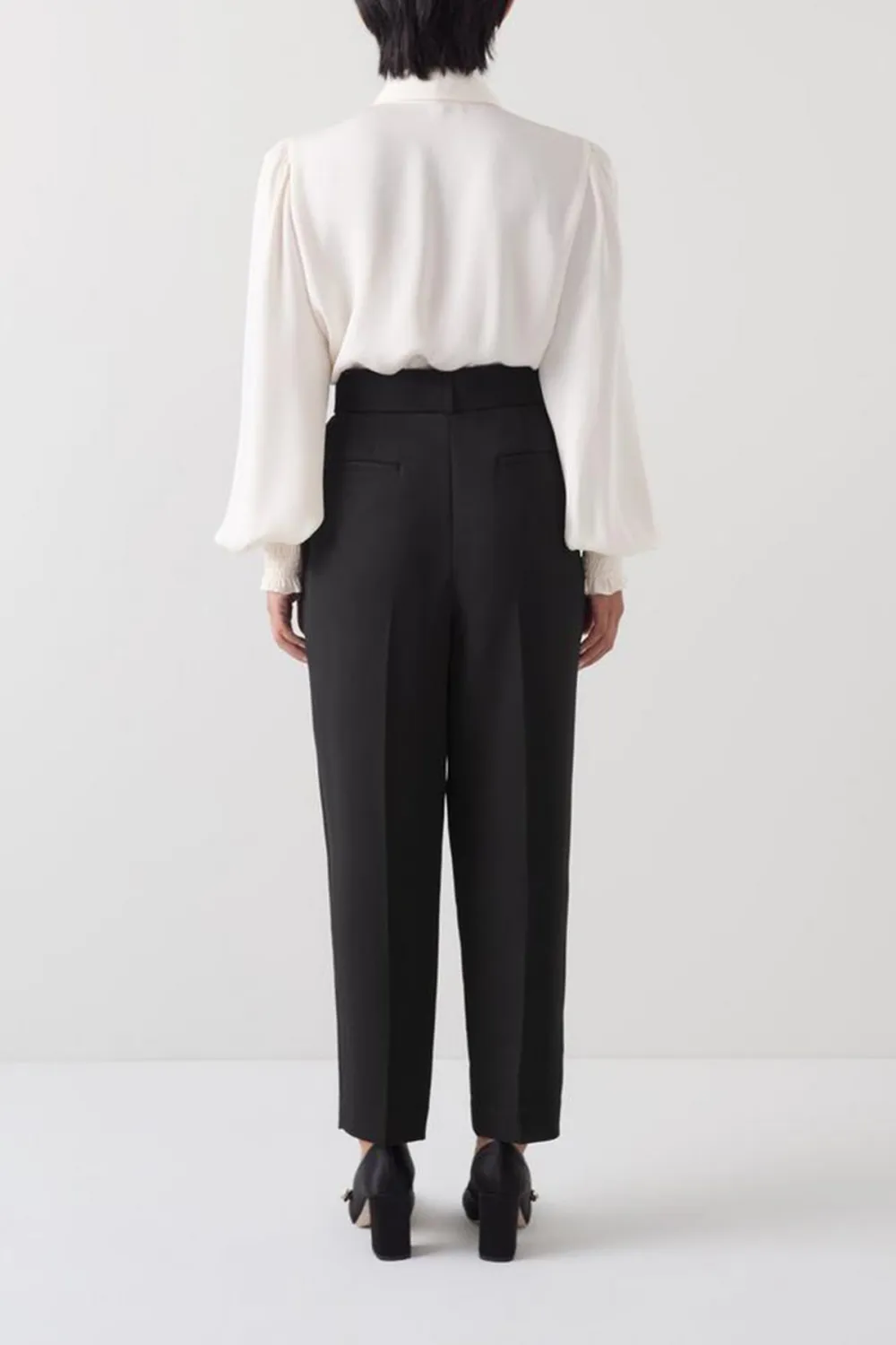 Black High Waist Tapered Trousers