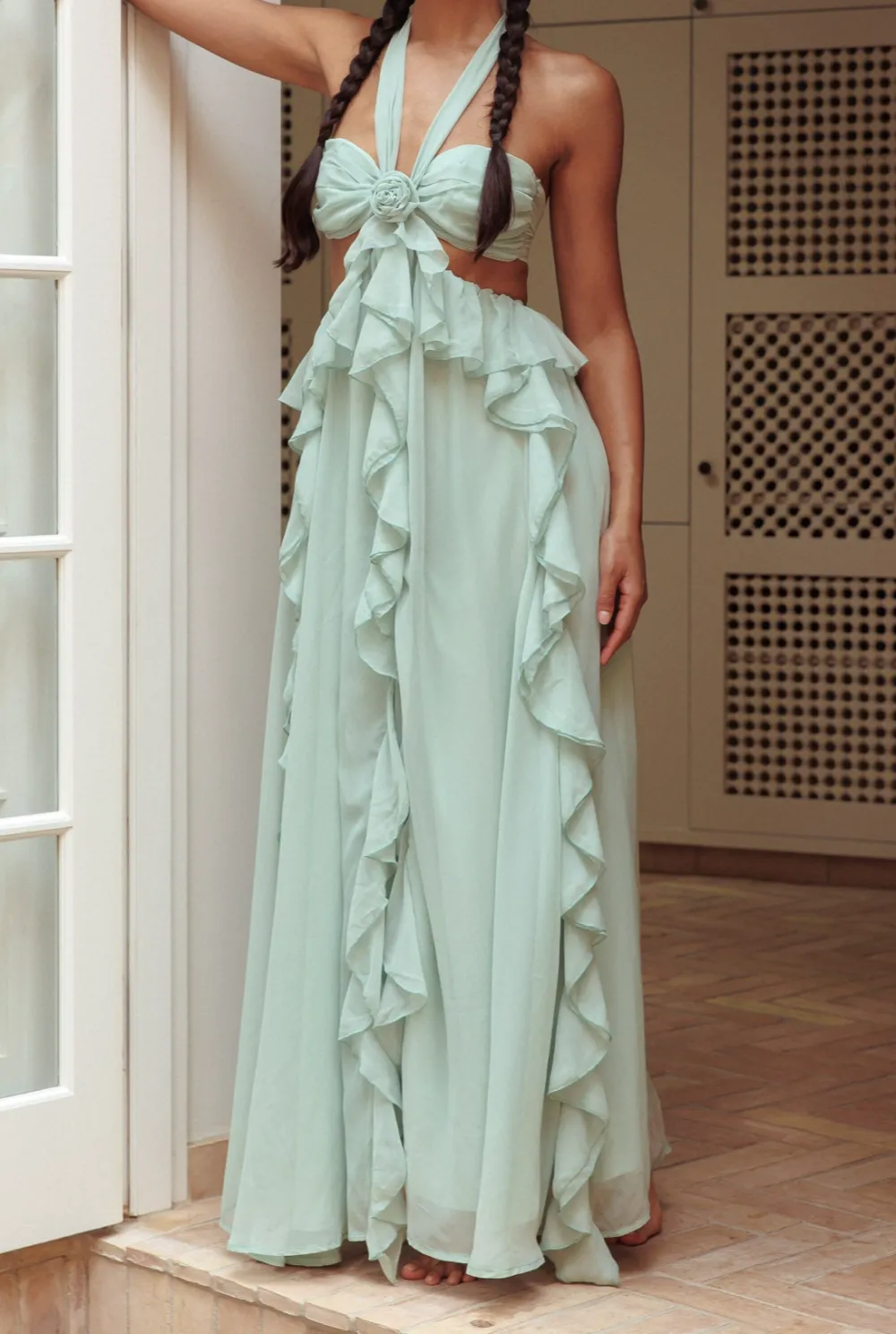 Fluid Halter Maxi Dress