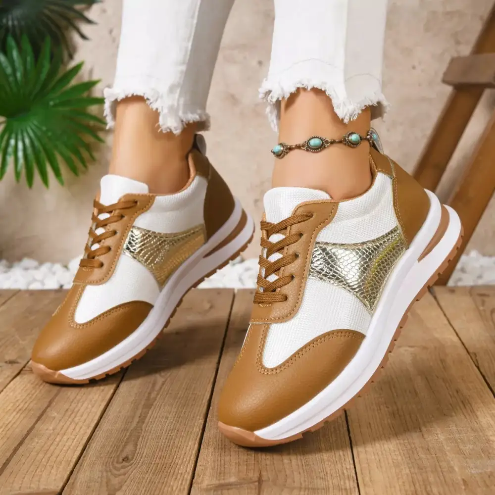 Versatile Round Toe Lace-Up Sneakers