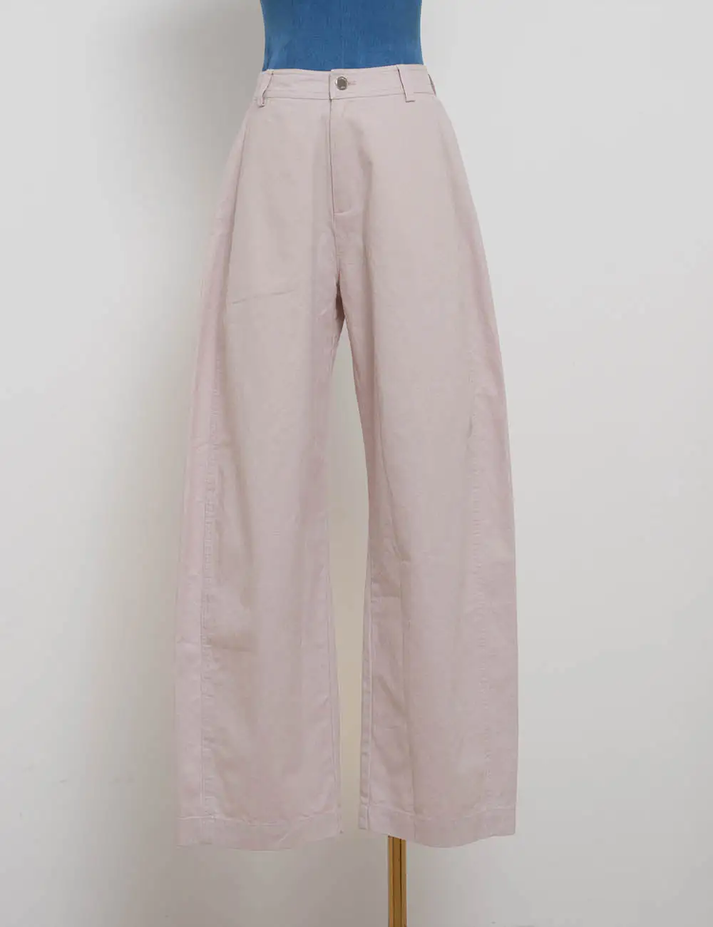 Button Front Barrel Leg Denim Pants