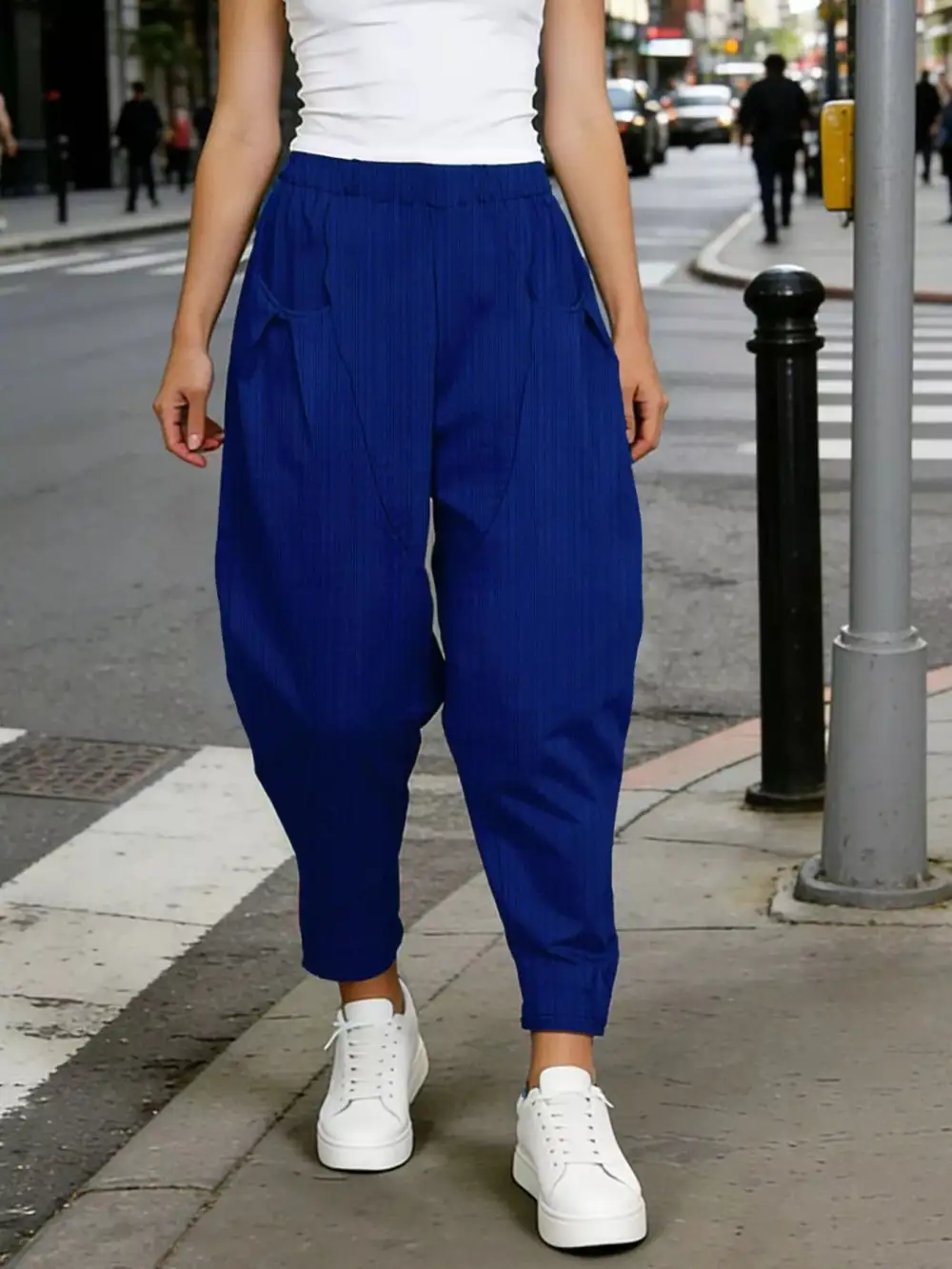 Plus Size Elastic Waist Harem Pants