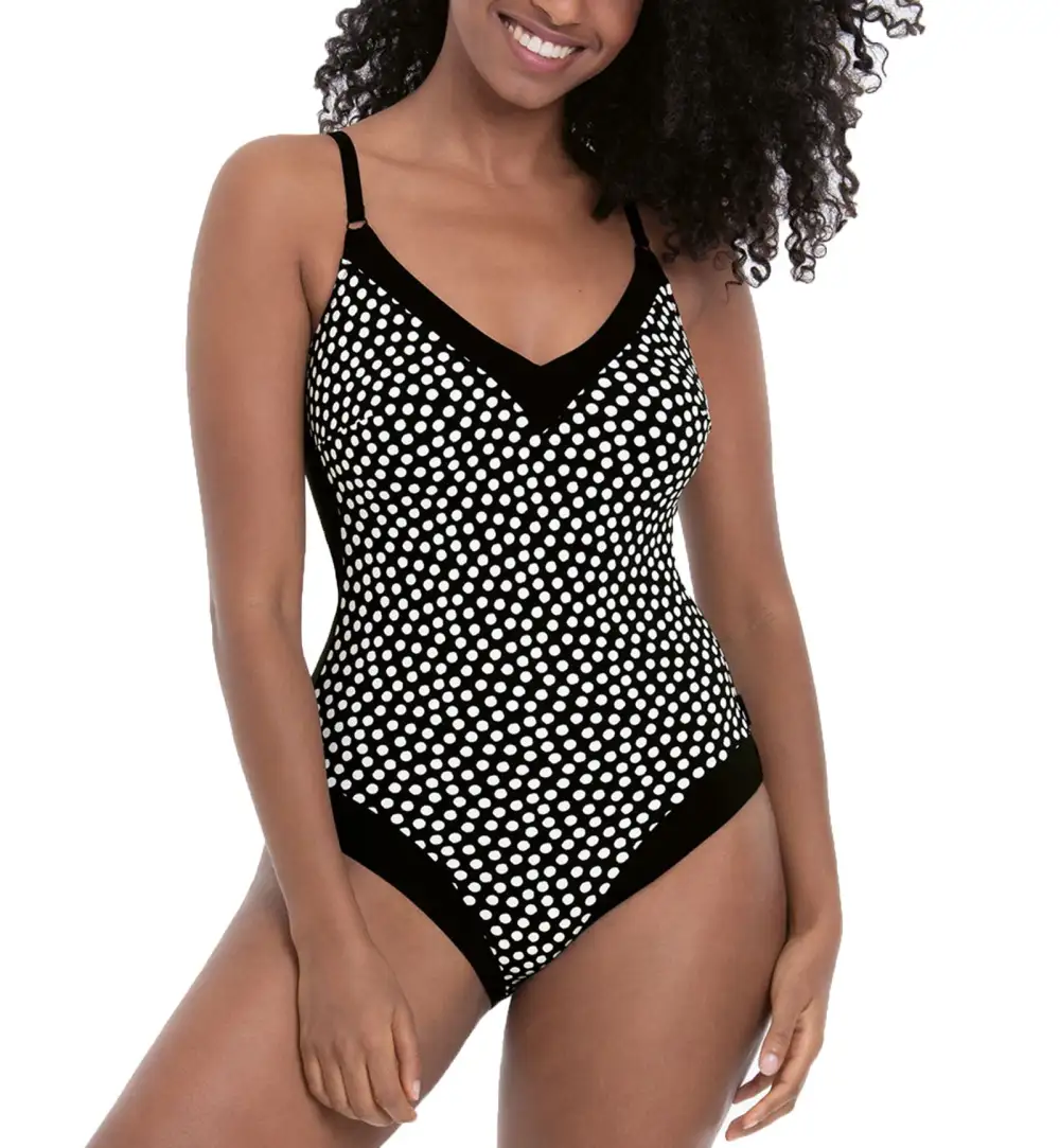 Polka-Dot Shaping-Panel One-Piece Swimsuit
