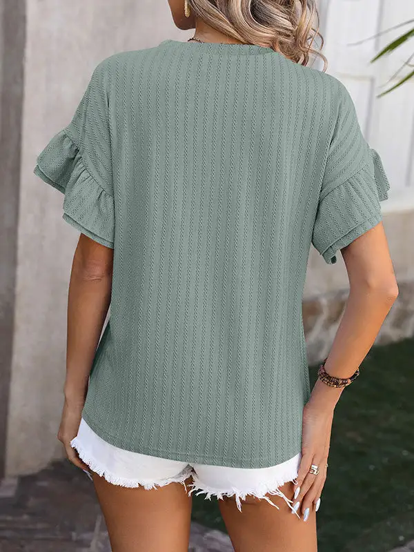Wrap Falbala Round Neck T-Shirt