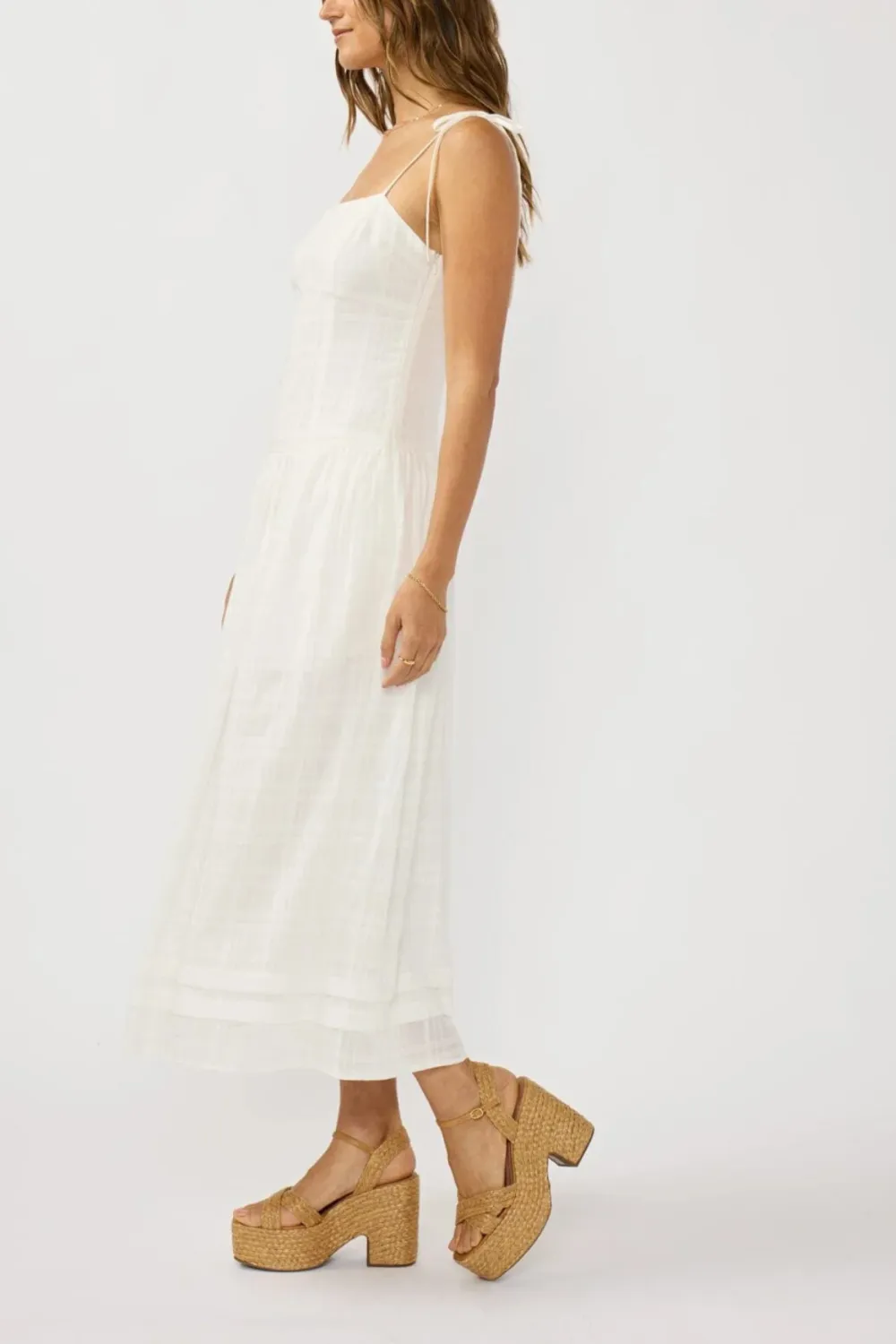Sleeveless Tie Shoulder Midi Dress