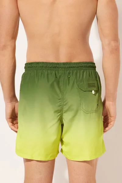 Elastic Waist Patterned Pocket Boxer Boxer Swim Shorts