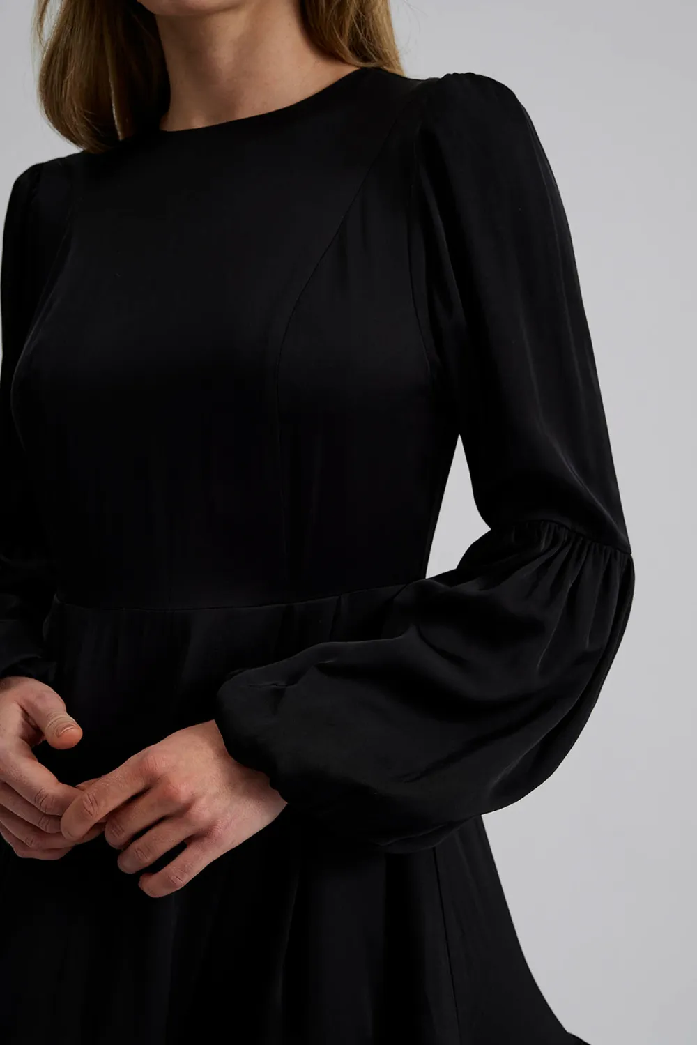 Ruffled Hem Puff Sleeve Mini Dress