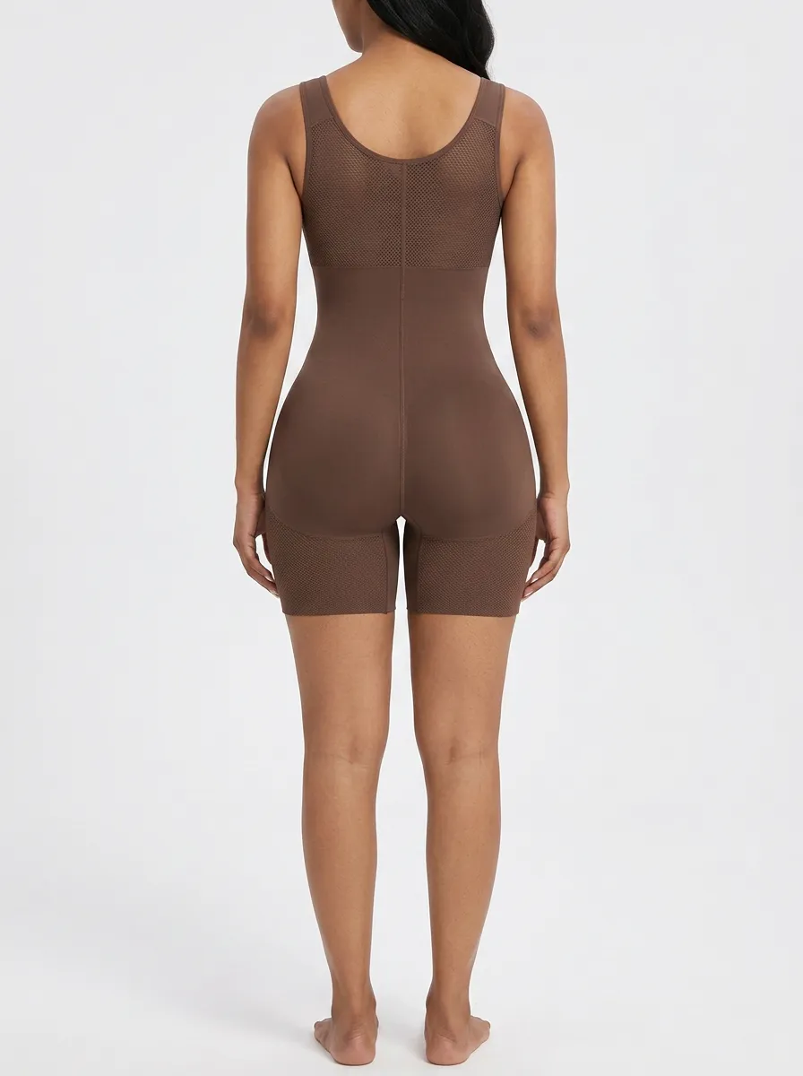 Classic Zip-Front Mesh-Panel Women's Zip-Front Shaping Bodysuit
