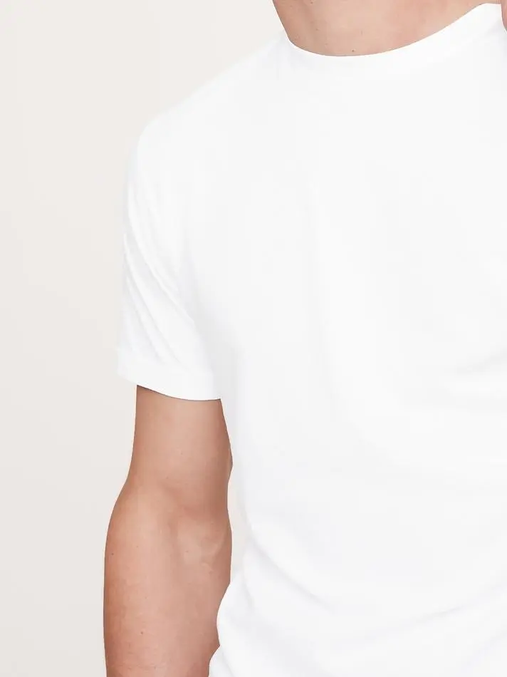 Men's Light Weight Loose White Cotton Crew Neck T-Shirt