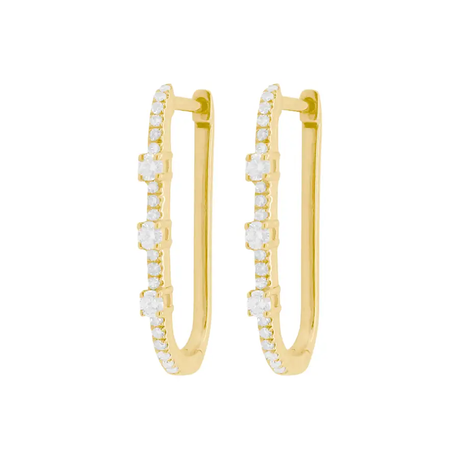 Delicate Elegant Gem Detail Hoop Earrings