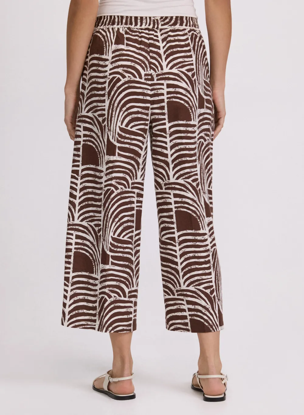 Printed Linen Wide-Leg Pants