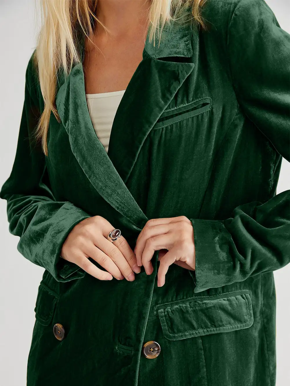 Lapel-Collar Long-Sleeve Blazer