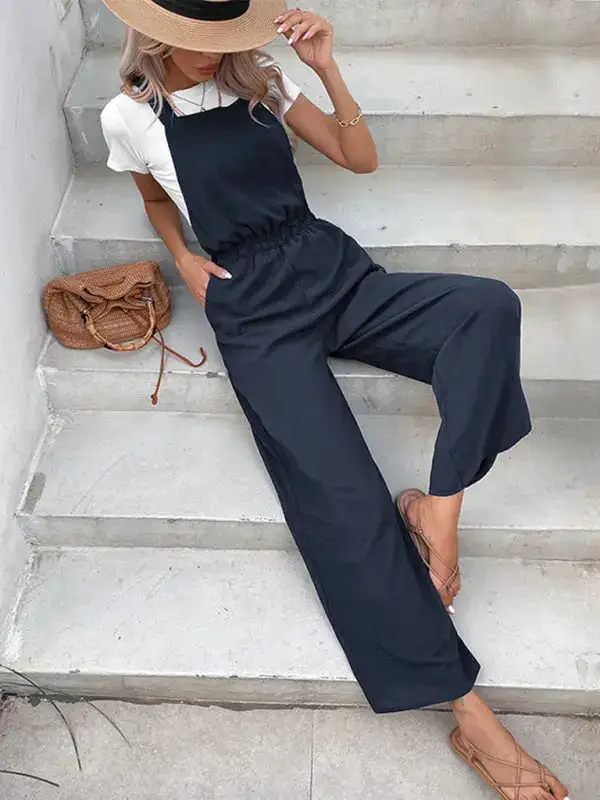 Stretch Elastic Bib Overall Jumpsuit Belt