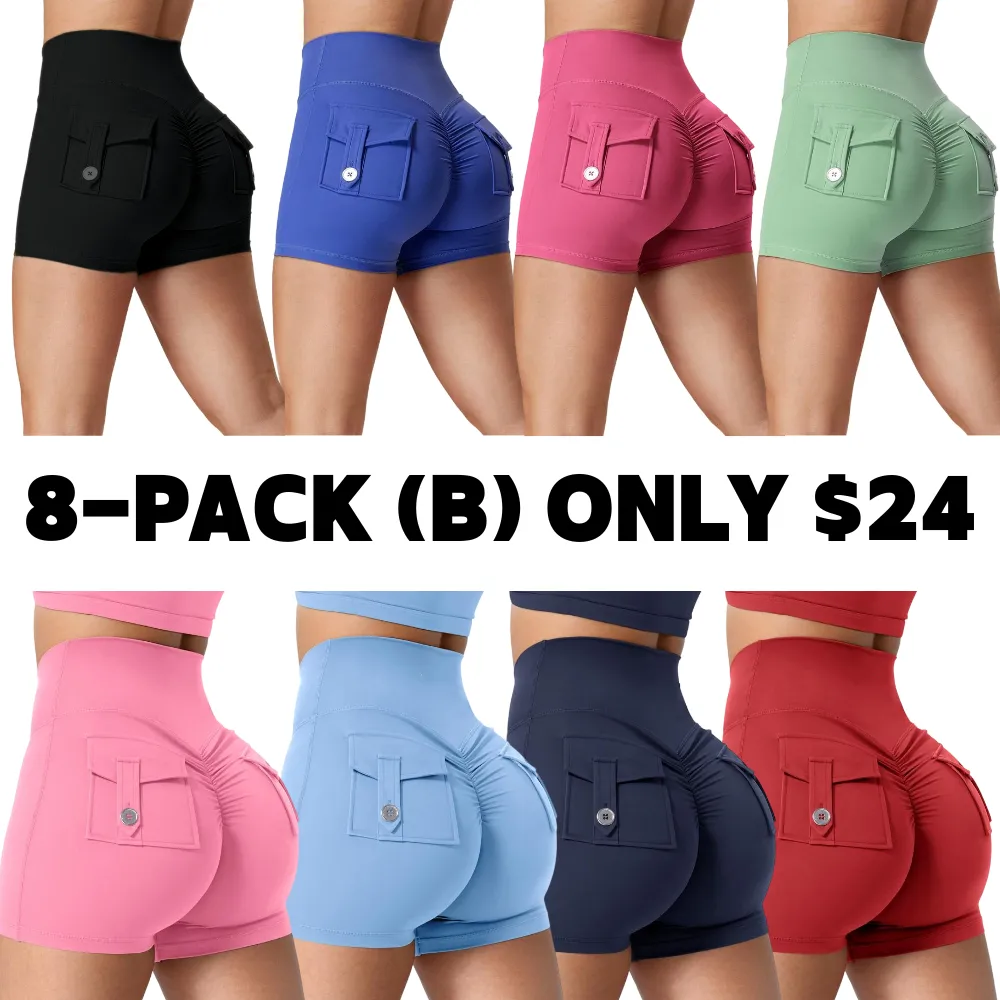 Scrunch Workout Shorts with Pockets Charm Gym Biker Shorts for Women High Waisted Yoga Booty Shorts elastic athletic