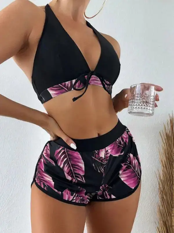 Multi Printed Layered Bikini Swim Set