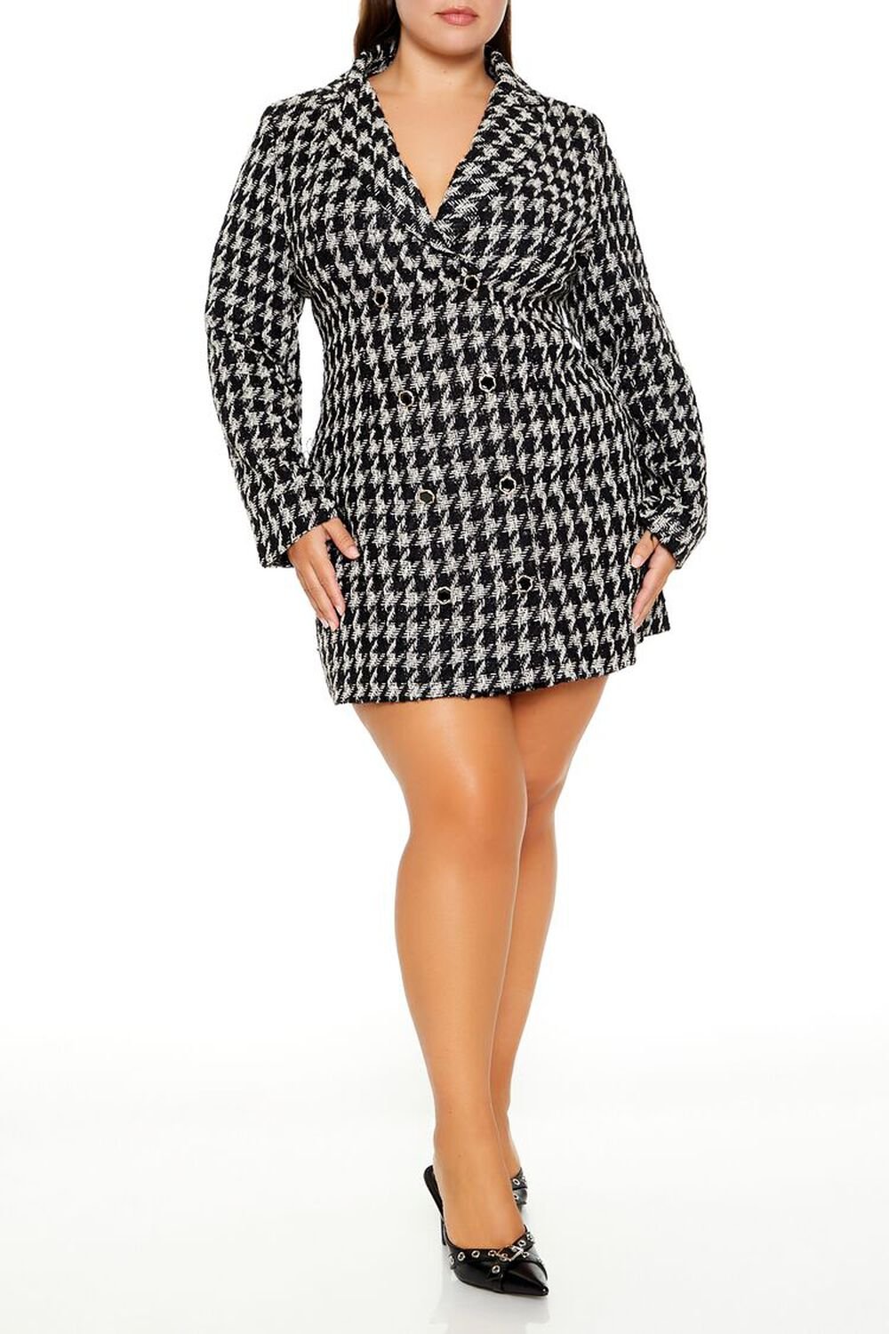 Plus Size Tweed Blazer Mini Dress