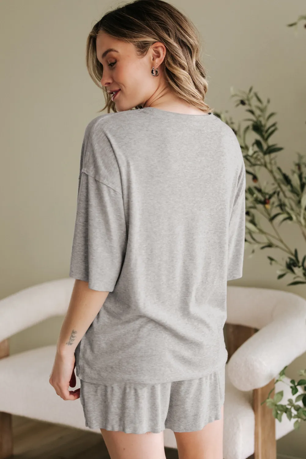 Sleeve Shorts Relaxed Shorts Lounge Set Layer