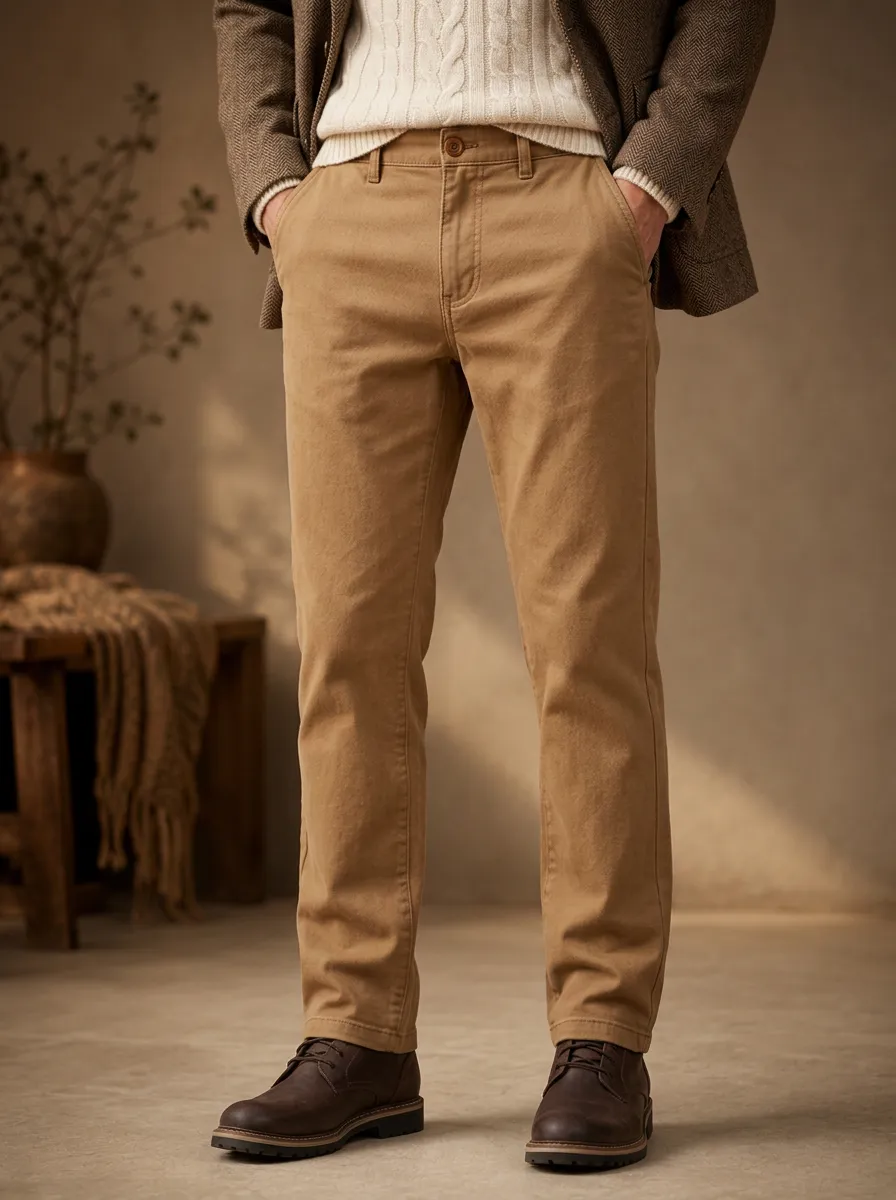 Men's Cold-Weather Chino Versatile Button Trousers