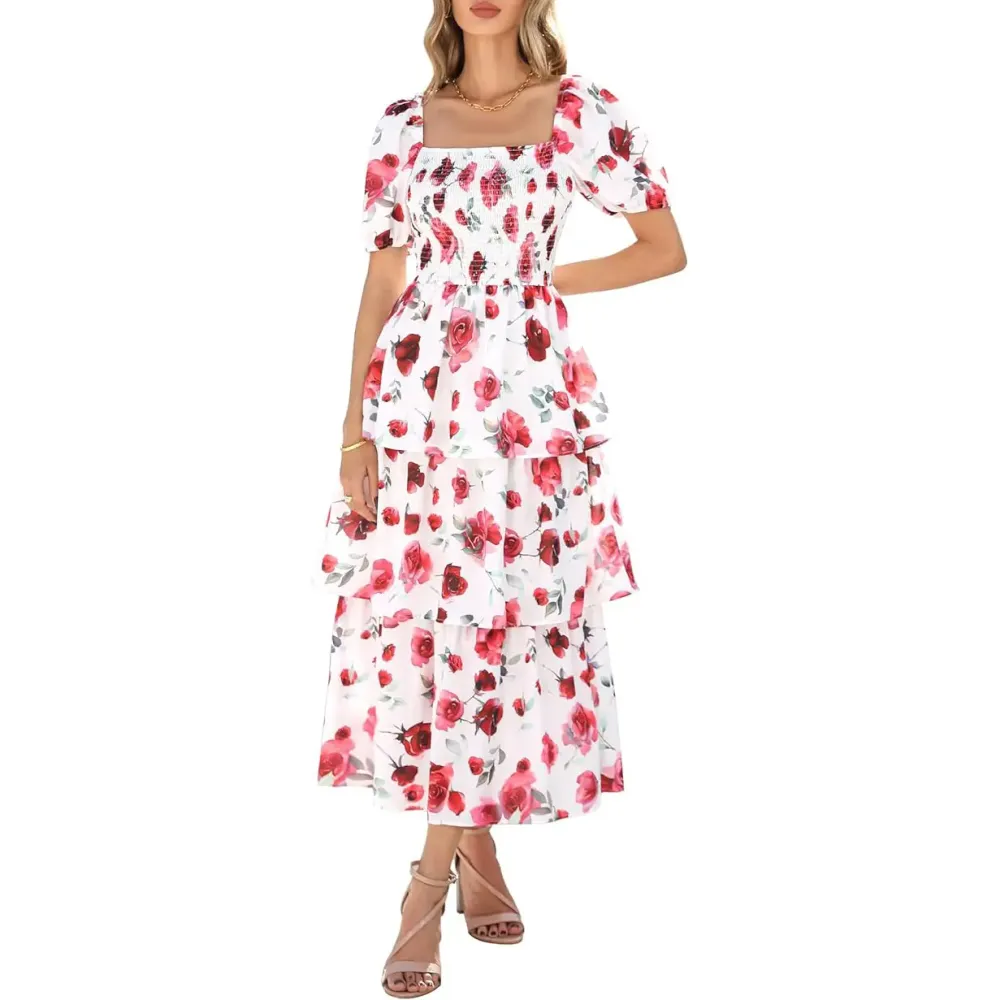 Women's Square Neck Smocked Dress