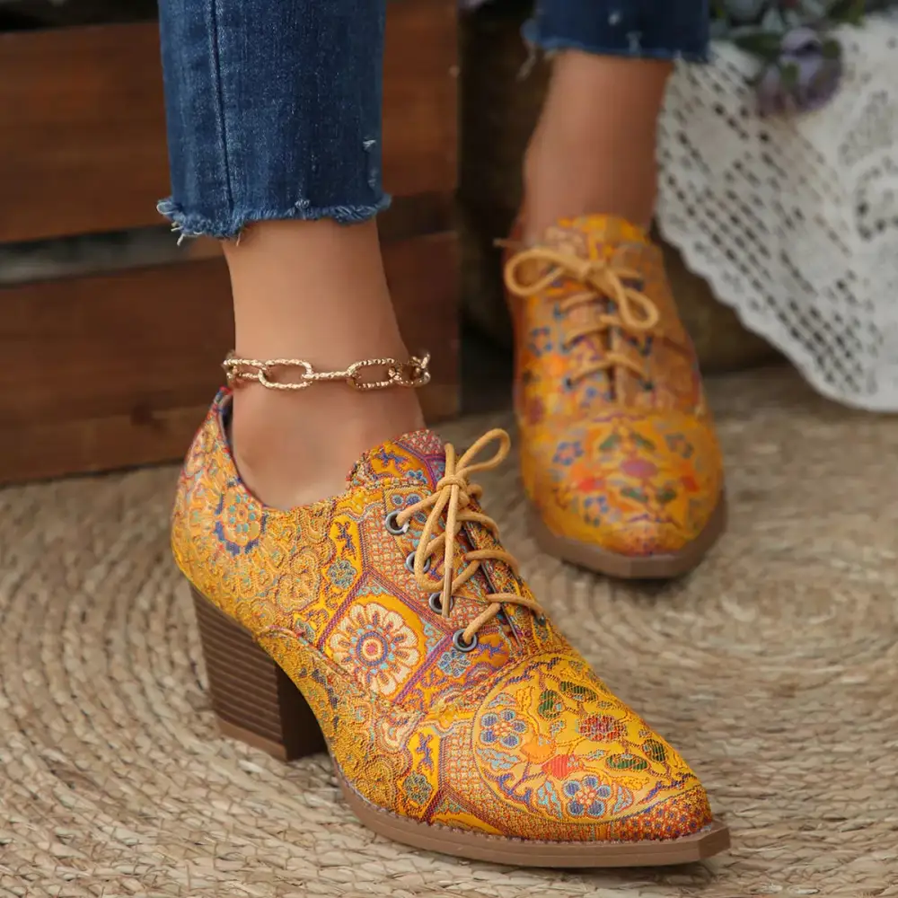 Refined Point Toe Block Heels Ankle Boots