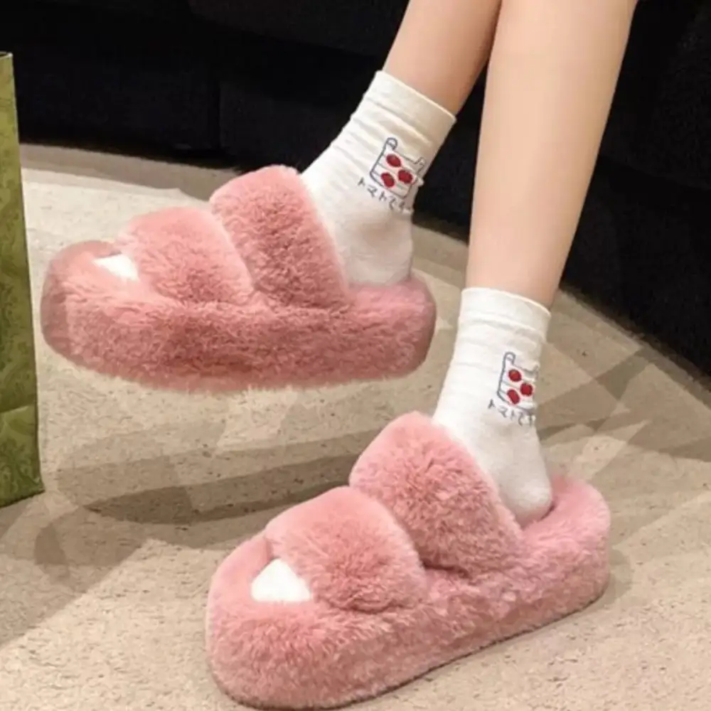 Refined Fuzzy Open Toe Slippers