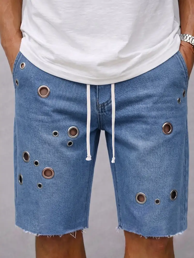 Men's Fashion Distressed Drawstring Denim Shorts