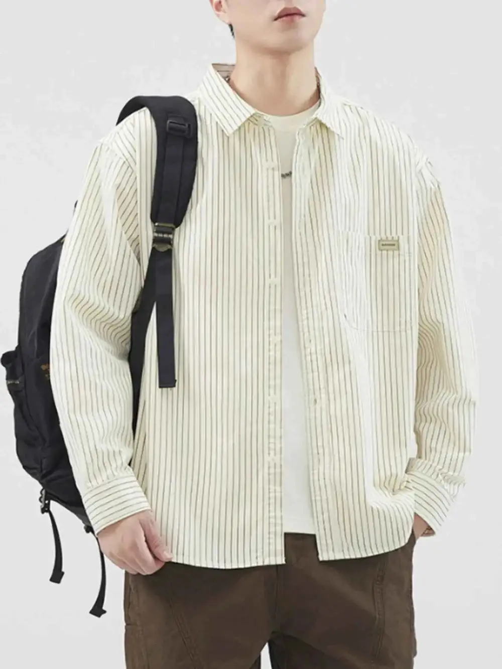 Striped Button-Up Long Sleeve Shirt