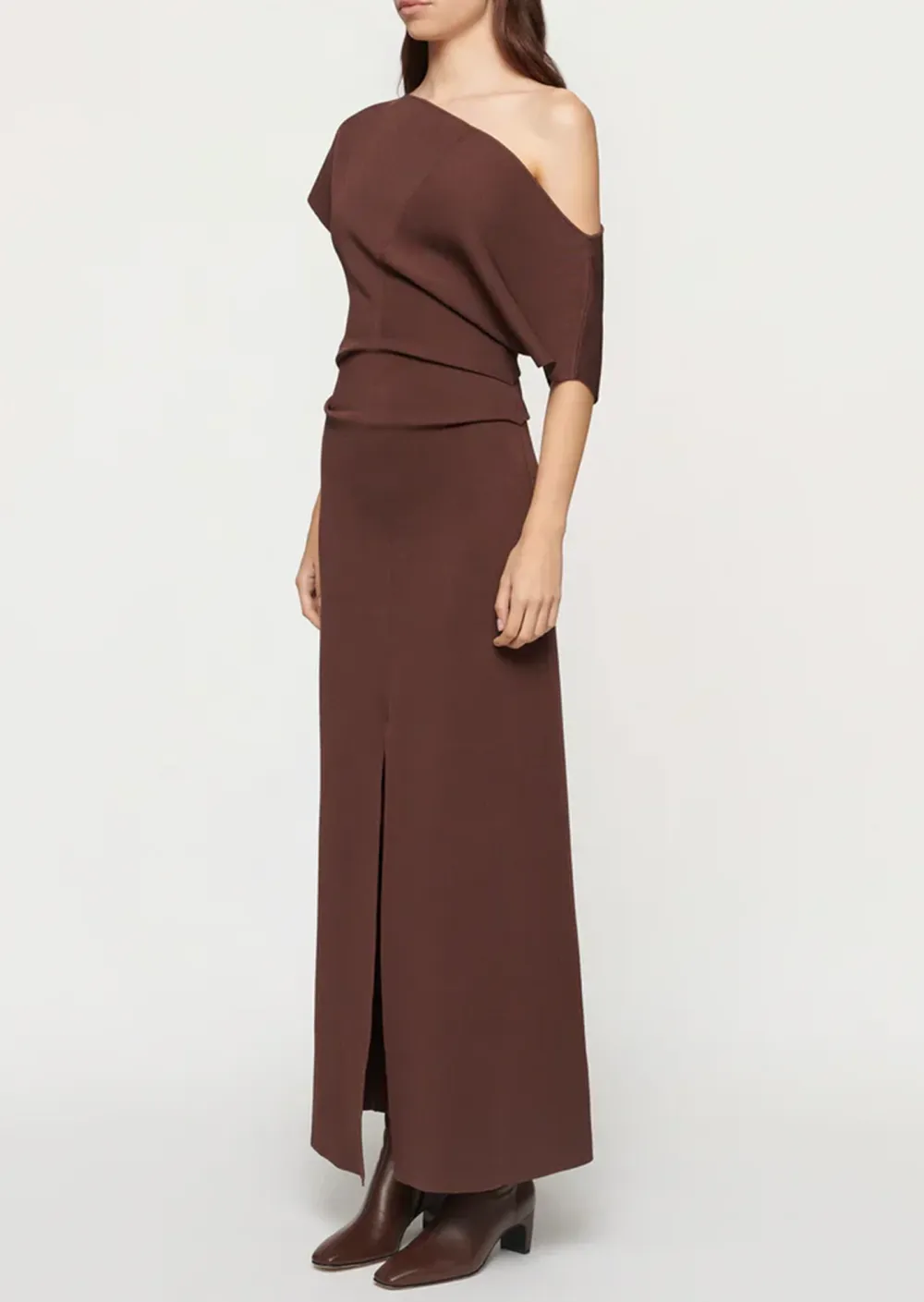 FRONT SLIT ASYM KNIT DRESS