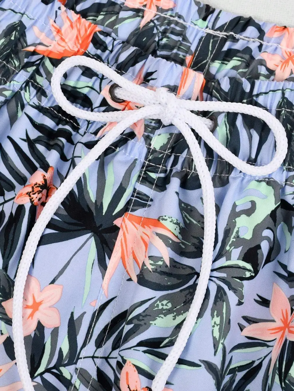 Men's Drawstring Tropical Allover Print Beach Shorts