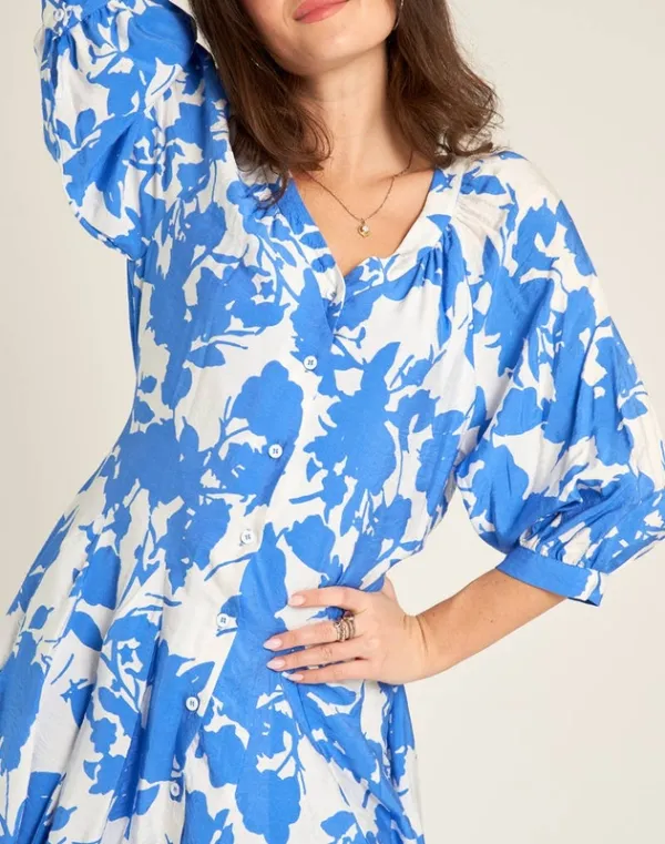 Three-Quarter Sleeve Button Down Mini Dress