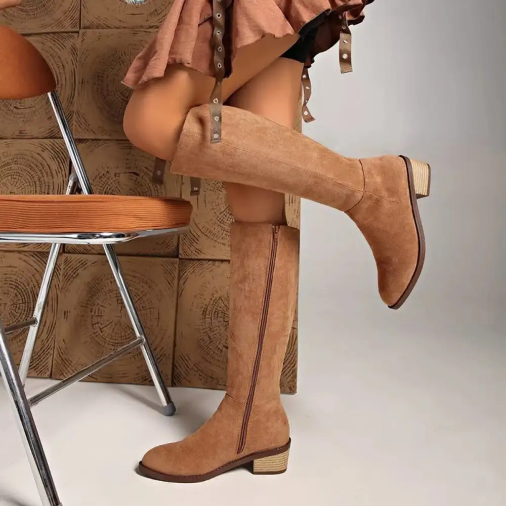 Refined Knee High Block Heel Boots