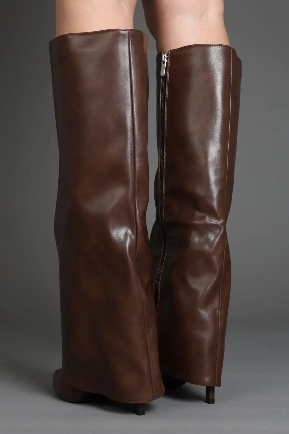 Stiletto Slouch Fold-Over Pointed Toe Knee High Boots