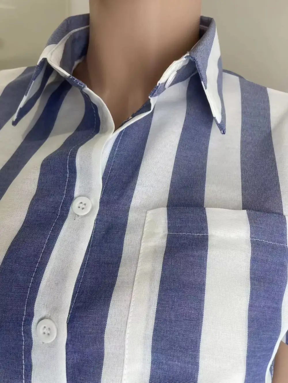Striped Button Up Top and Shorts Set
