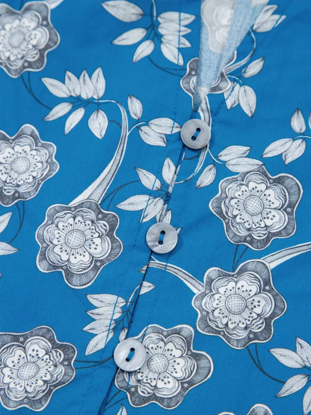 Relaxed Floral Print Ruffle Sleeve Blouse