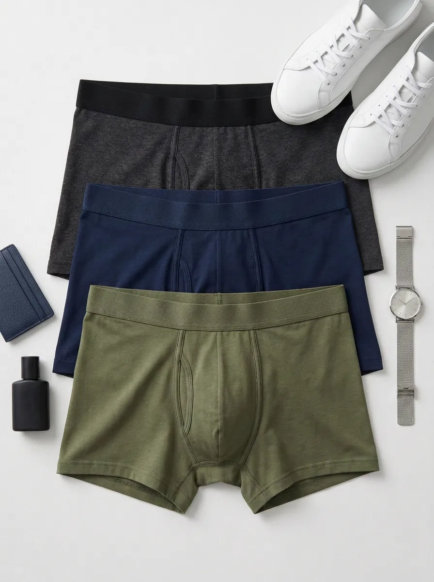 Men's Solid Color Multi-pack Cotton Boxer Briefs
