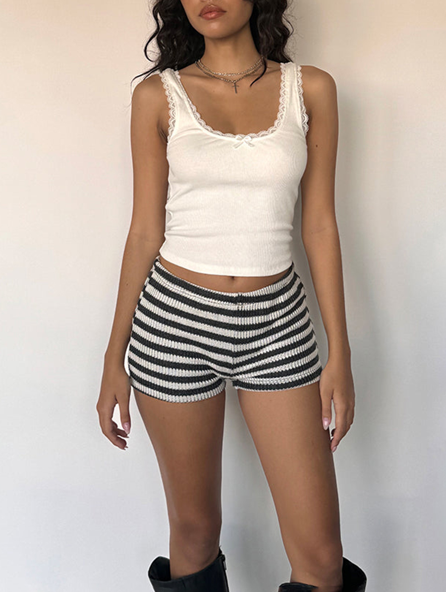 Shorts In Stripe Knit Black And White