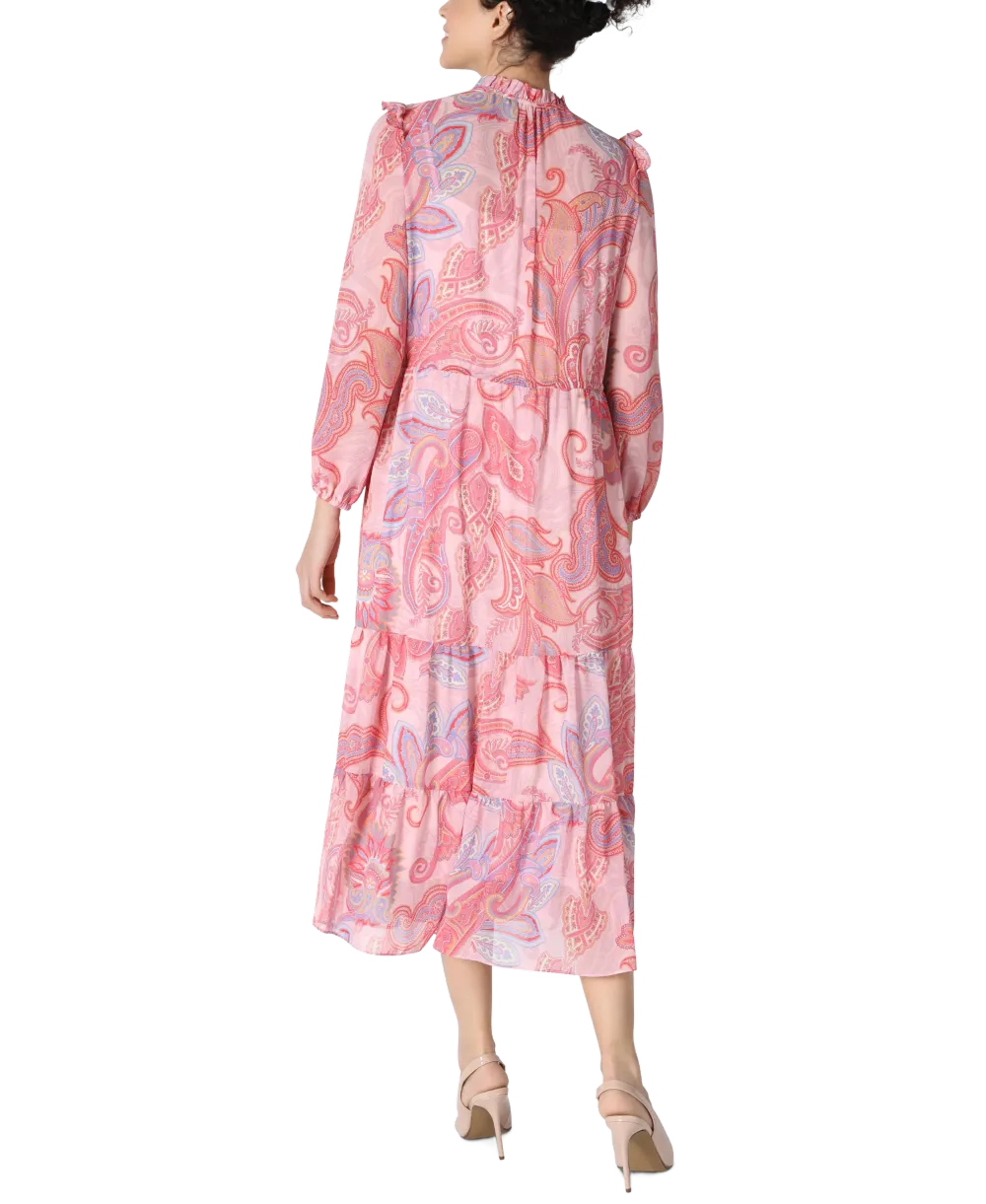 Paisley Chiffon Drawstring Dress