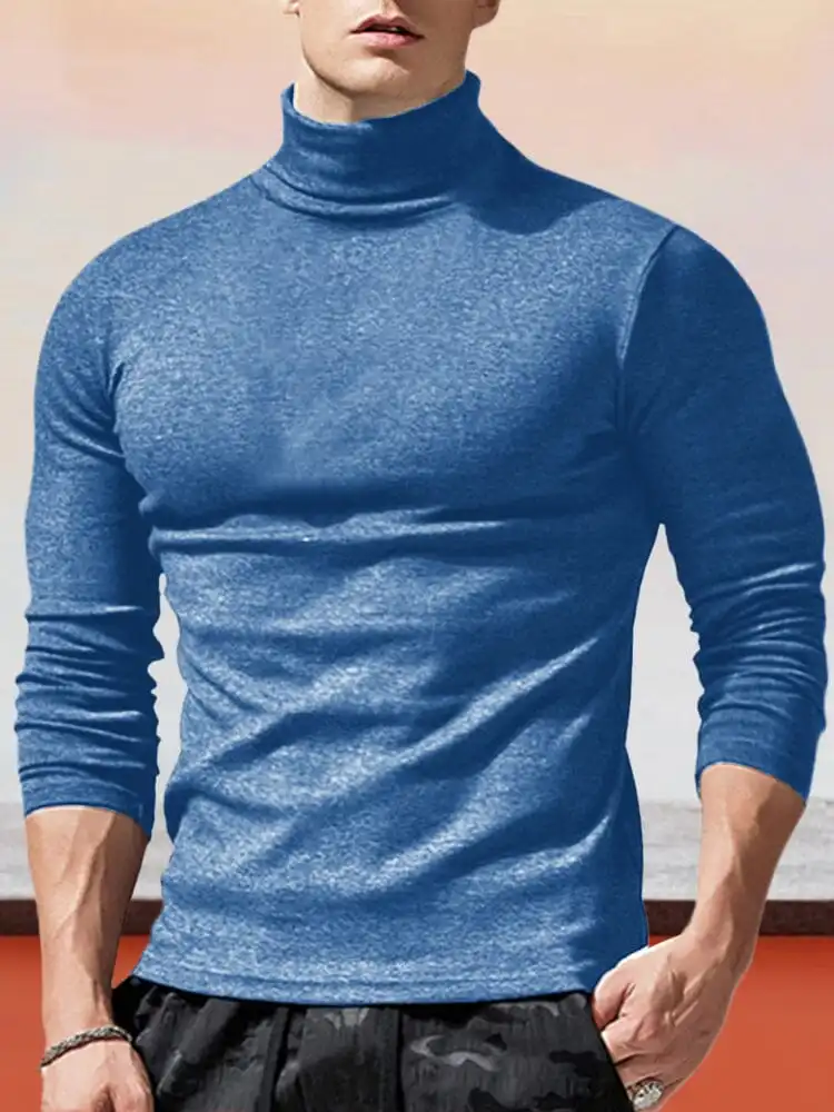 Classic Slim Fit Turtleneck Basic Top T-Shirt