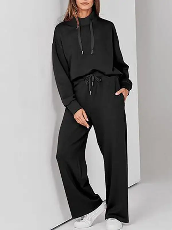 High Waist Long Sleeve Hoodie And Pants Set