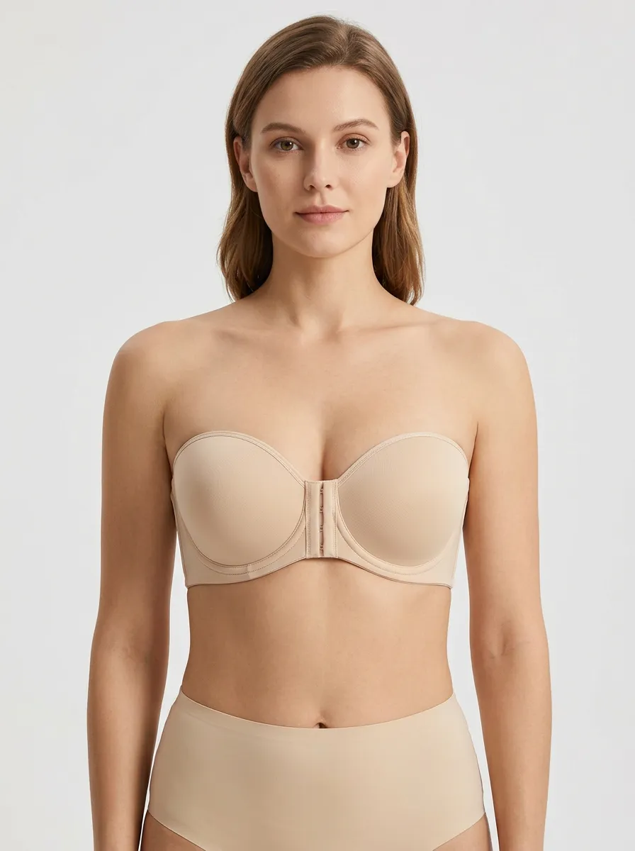 Women's Underwire Rounded-Cup Front-Closure Strapless Bra