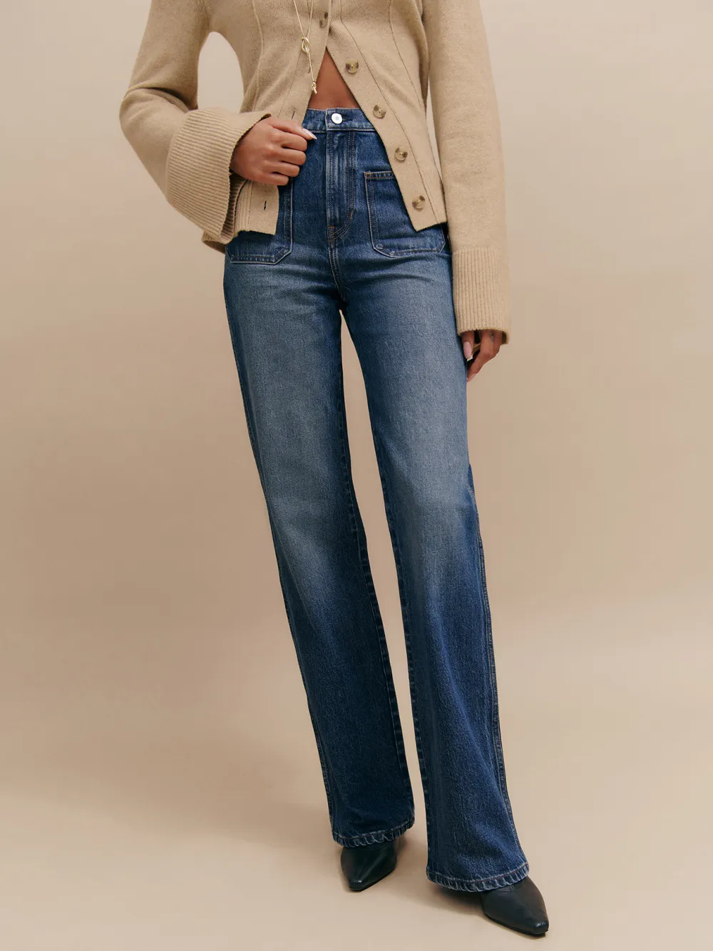 High Rise Flared Leg Denim Jeans