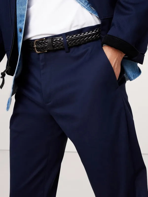 Men's Navy Blue  Slim Fit Cotton Trousers