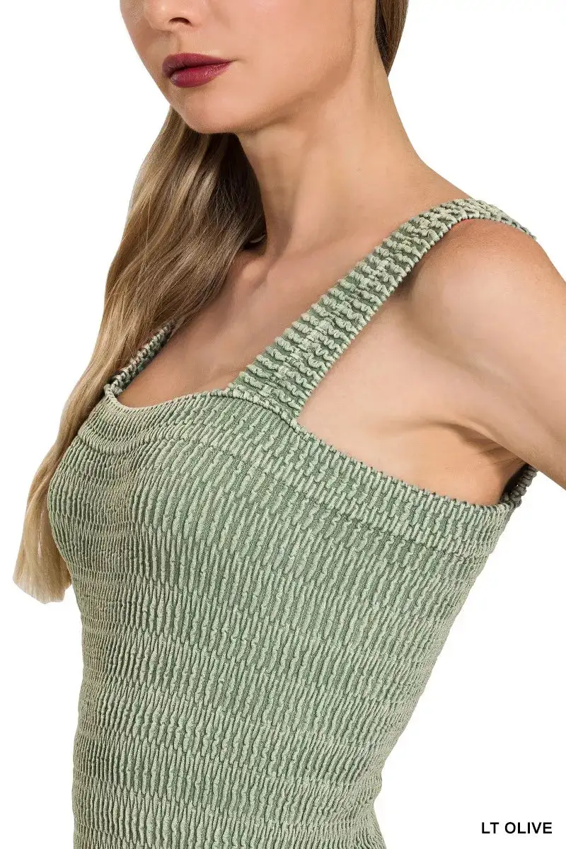 Modern Seamless Winkle Stone Washed Tank Top