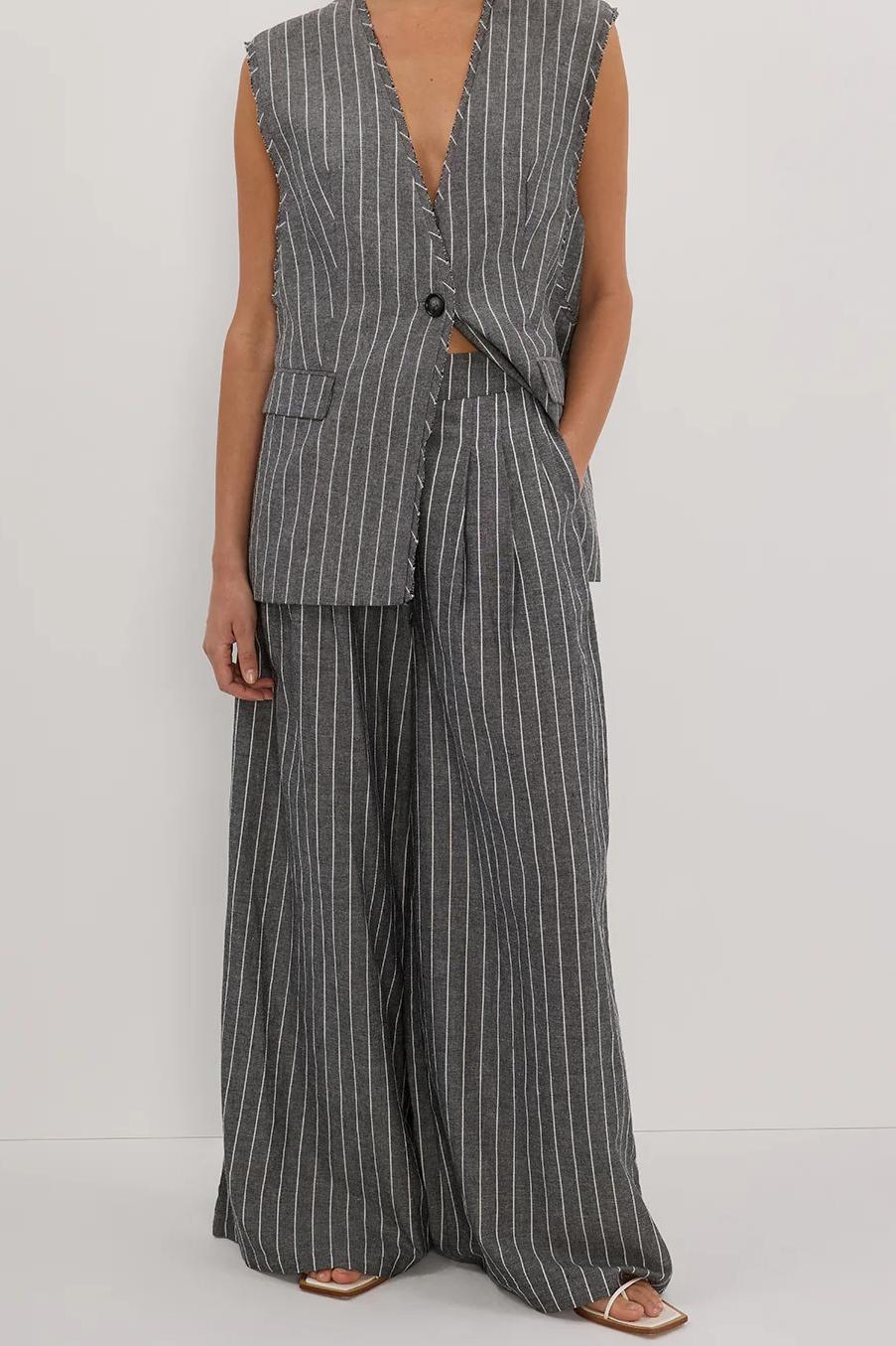 SLATE STRIPE WIDE LEG PANT