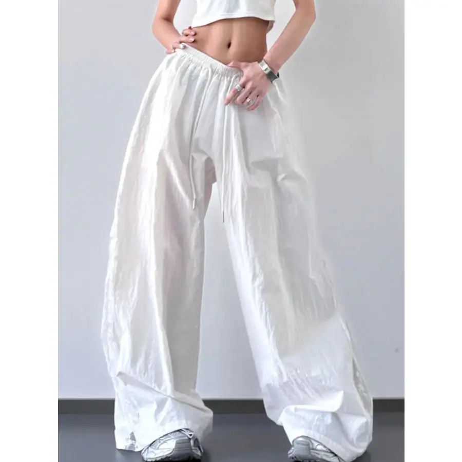 Flowy Elastic Waist Wide Leg Pants