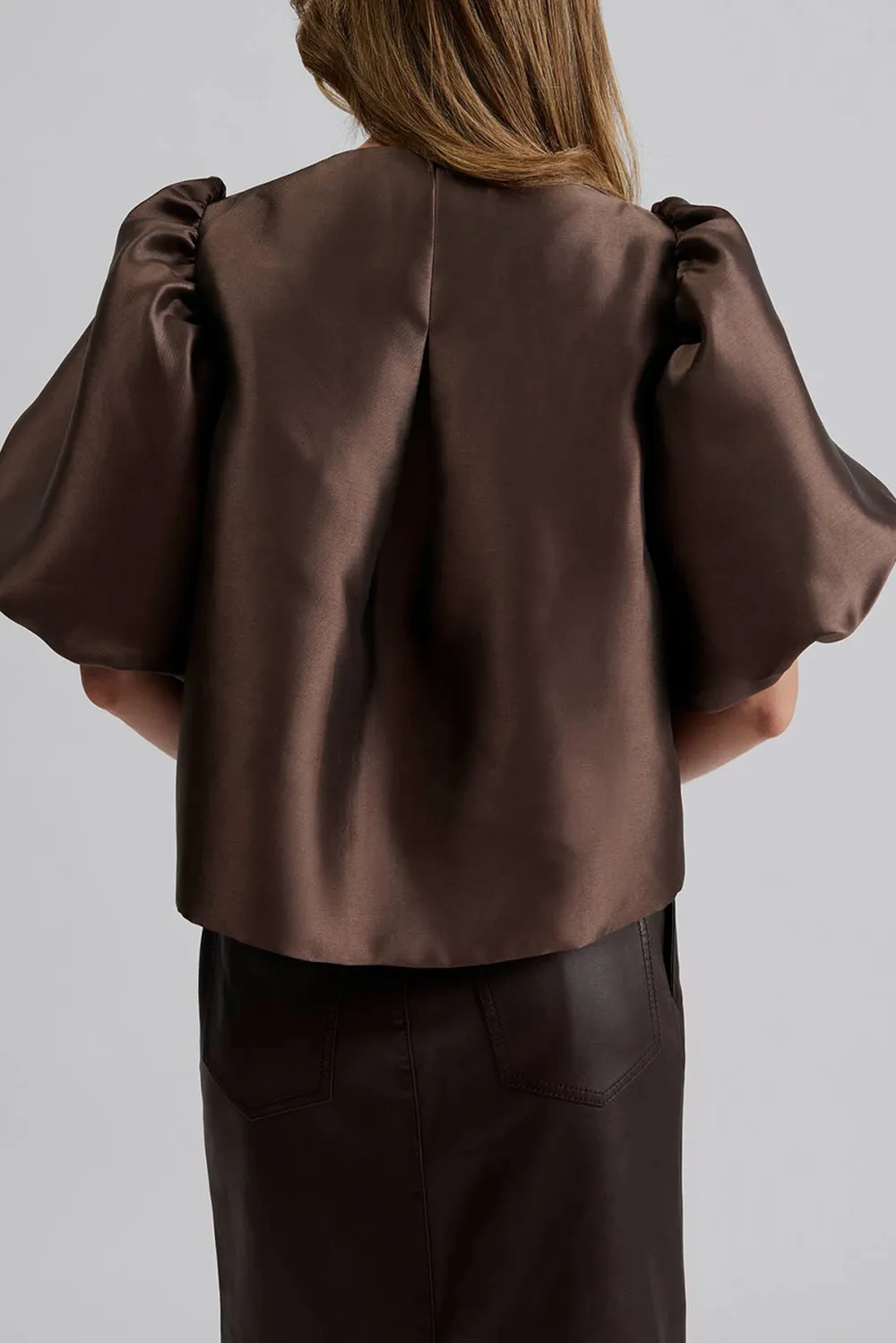 Puff Sleeve Scarf Neck Blouse