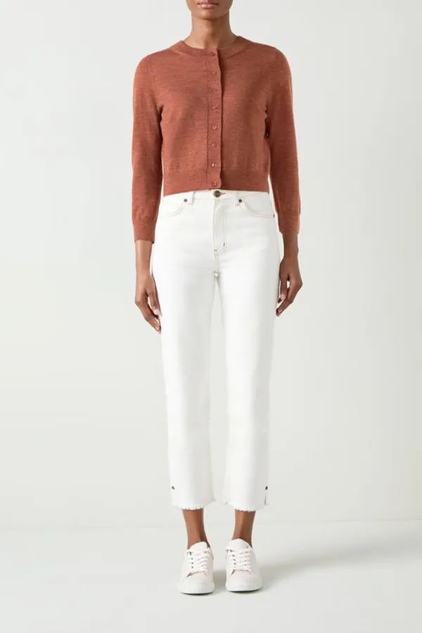 Dusk Pink Cropped Button Up Knit Cardigan