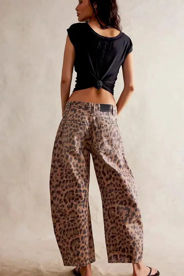 Leopard-Print Mid-Rise Relaxed Jeans