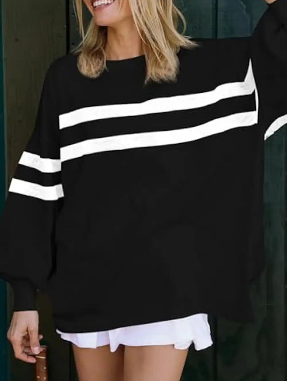 Striped Crew Neck Loose Sweatshirt