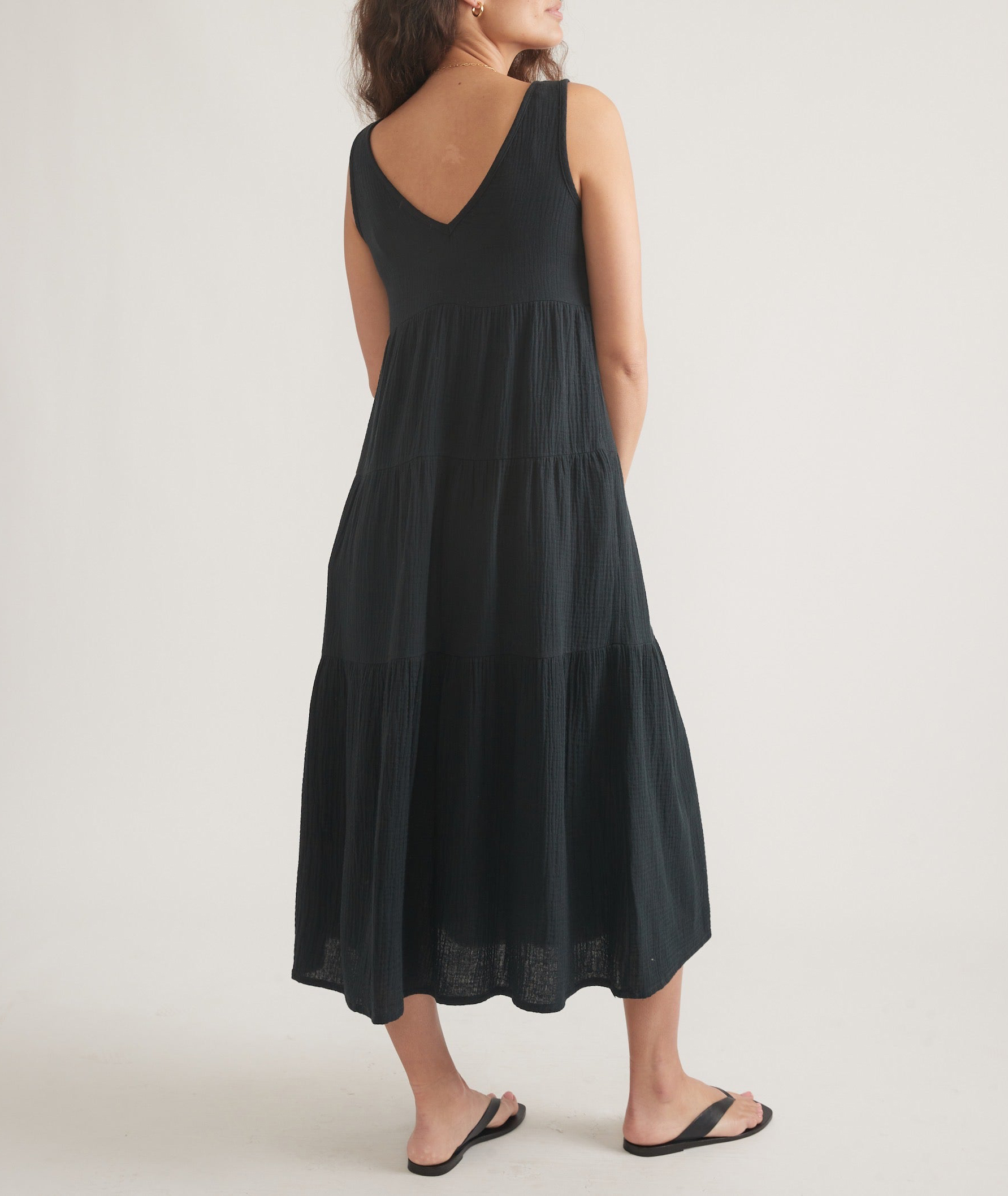 Black Double Cloth Pocketed Dress
